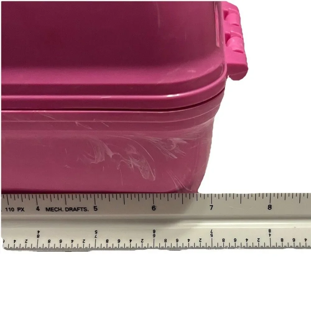 Vintage Caboodles Makeup Case Pink Marbled Train Travel Cosmetic Box Mirror USA